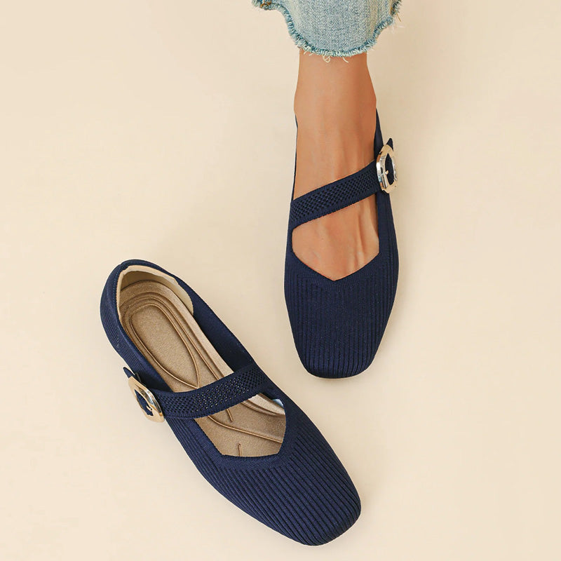 Women's Orthopedic Mary Jane Flats | Square Toe Breathable Knit Shoes
