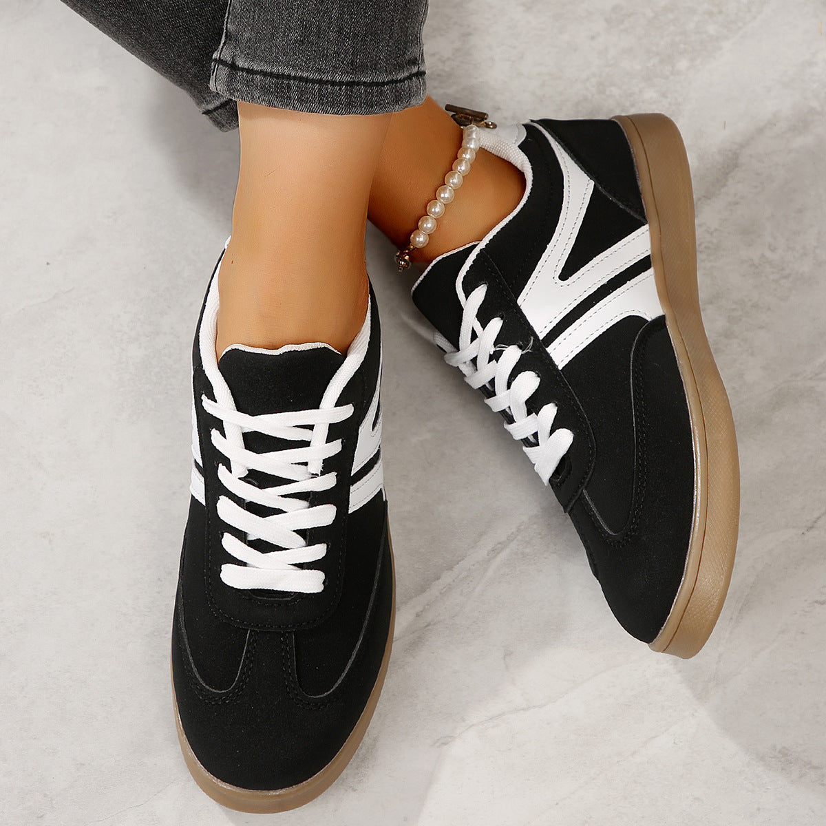 Women's Supportive Wide Fit Lace-Up Sneakers–Orthopedic Casual Trainers