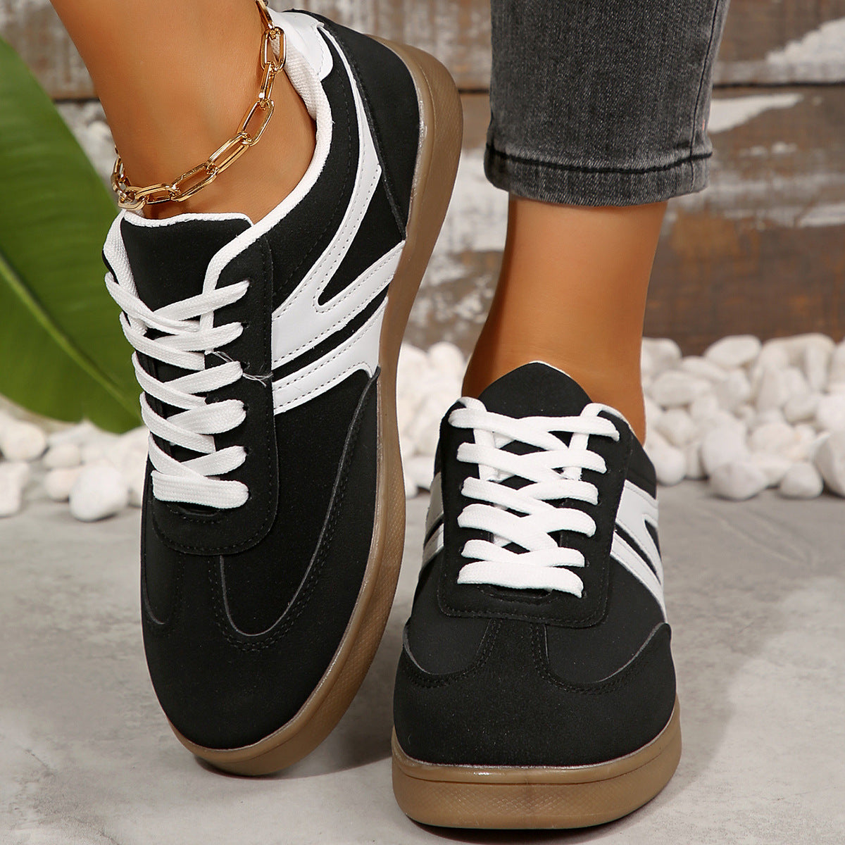 Women's Supportive Wide Fit Lace-Up Sneakers–Orthopedic Casual Trainers