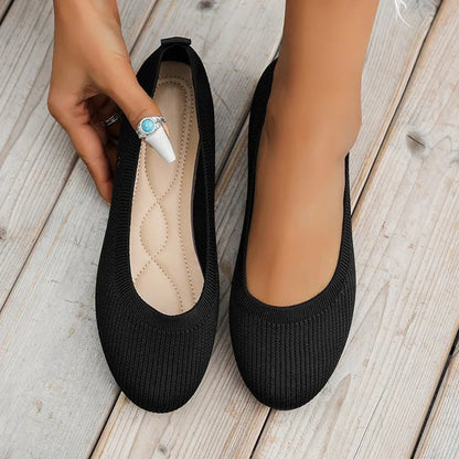 Women's Knit Loafer Flats with Arch Support | Wide Fit Comfort Shoes