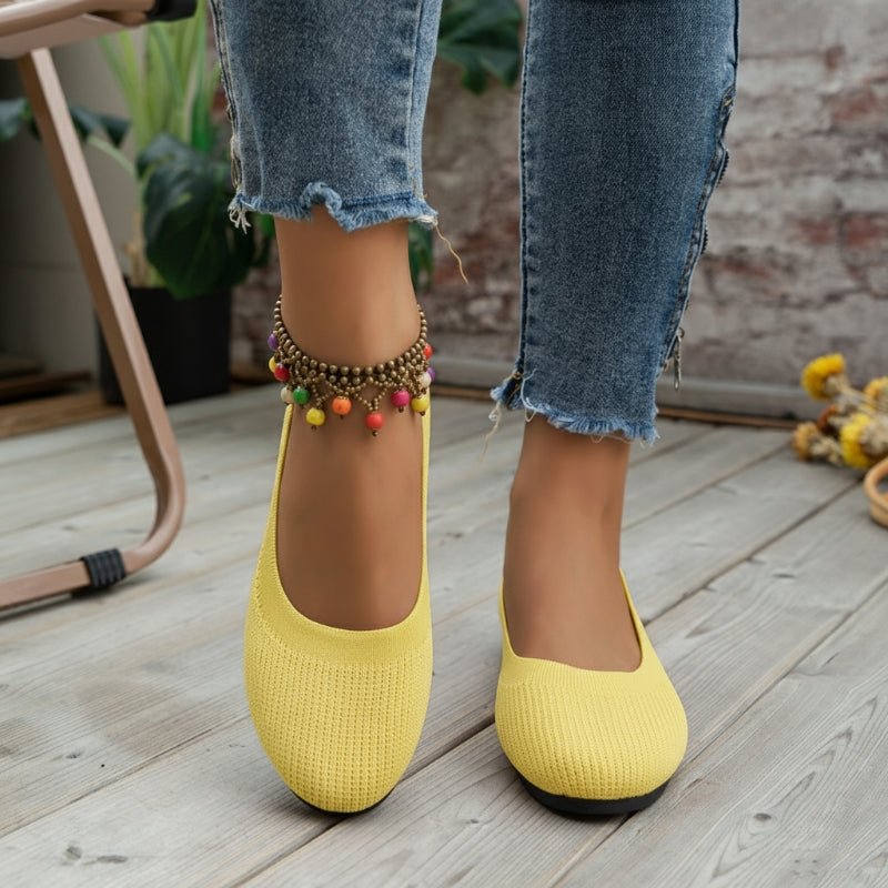 Women's Knit Loafer Flats with Arch Support | Wide Fit Comfort Shoes