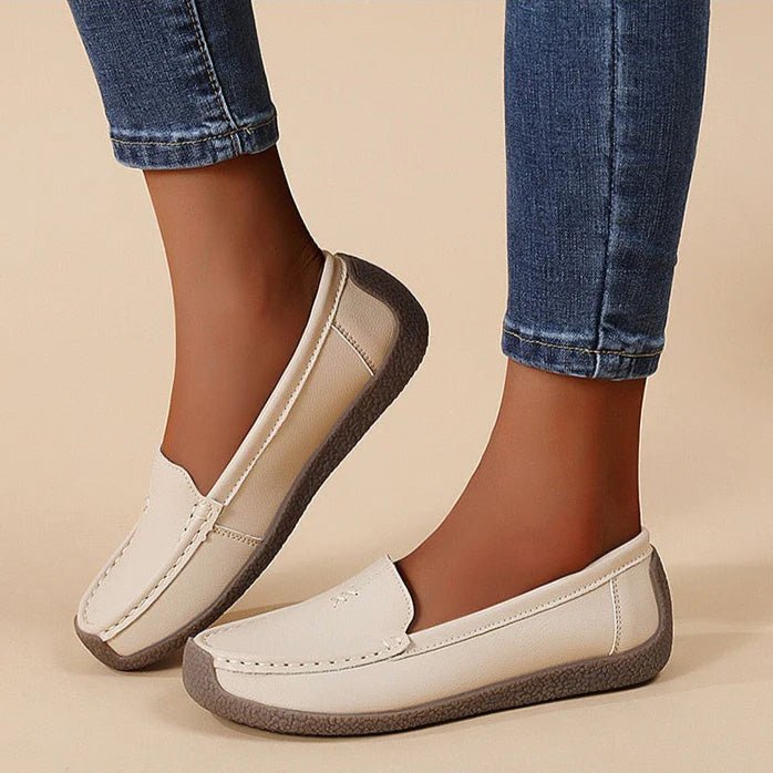Women's Supportive Leather Loafers | Comfortable Wide Fit Slip-On Shoes
