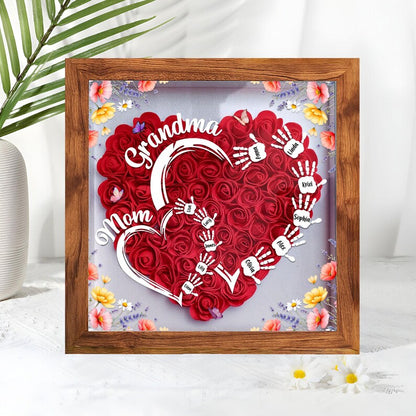 Customized Led Night Light Flower Shadow Box For Mom And Grandma, With Children's Names