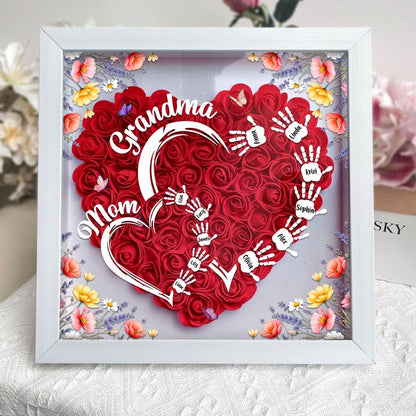 Customized Led Night Light Flower Shadow Box For Mom And Grandma, With Children's Names