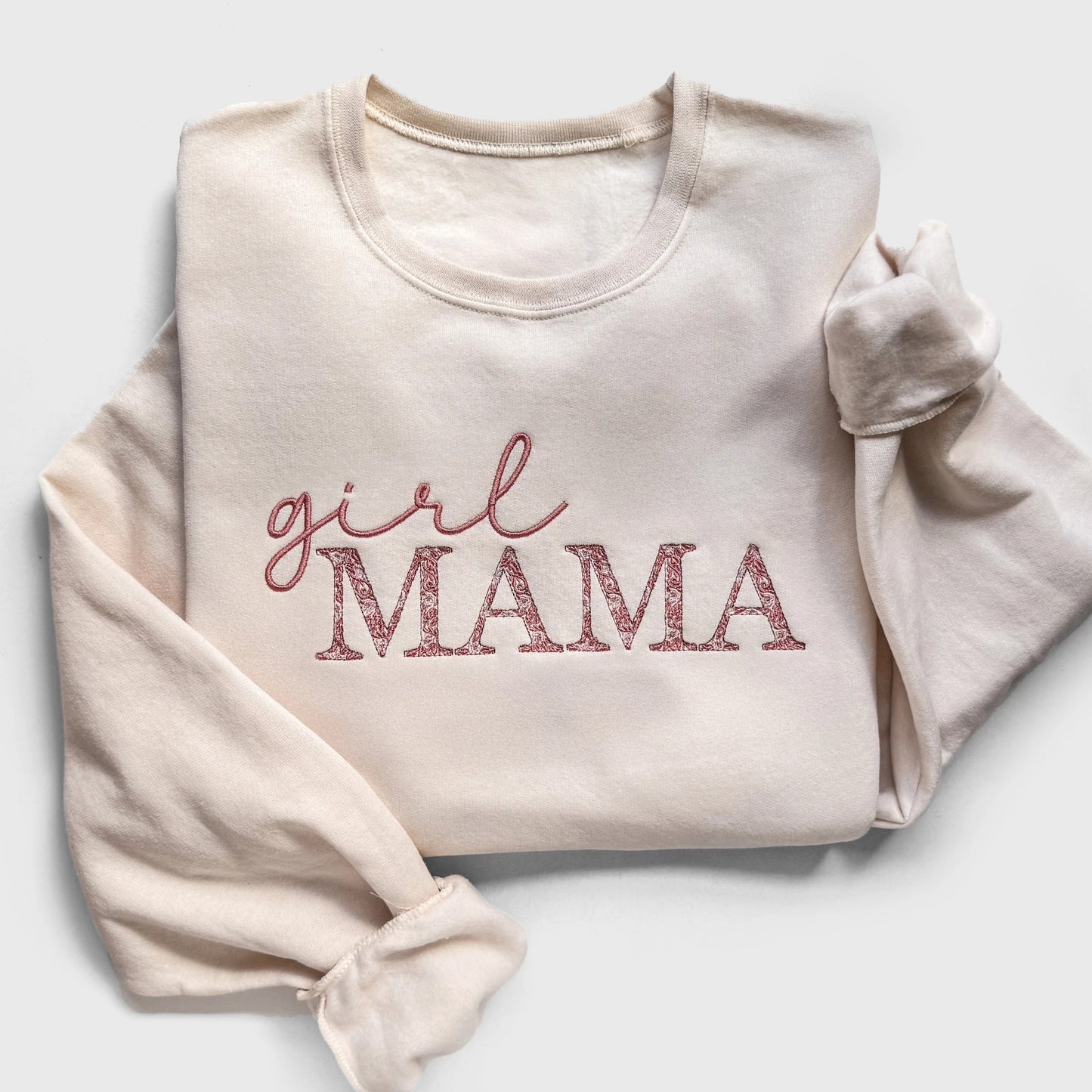 Mama Embroidered Sweatshirt with Floral Chinoiserie Pattern