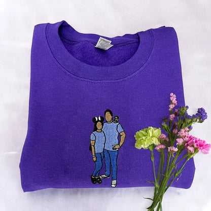 Custom Embroidered Photo Portrait Sweatshirt For papà, papá, dad