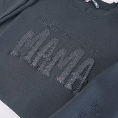 Custom Mom's Glitter Embroidered T-shirt and Sweatshirt | a gift for mom with a warm word
