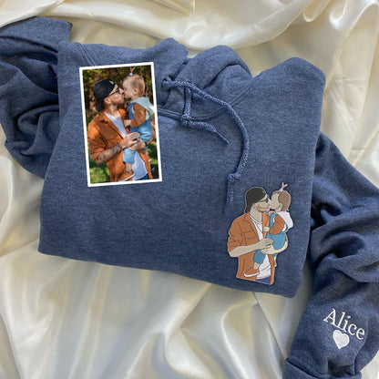 Custom Embroidered Photo Portrait Sweatshirt For papà, papá, dad