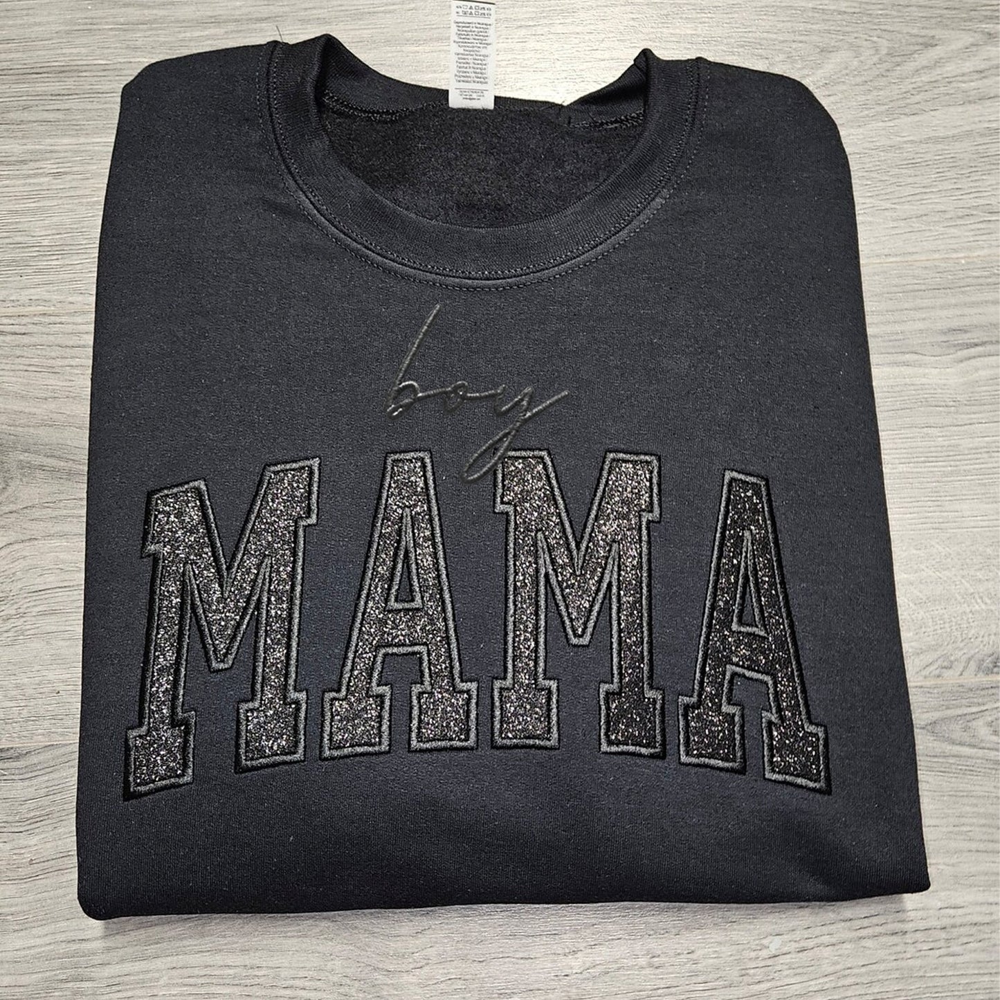 Custom Glitter Embroidered "Boy Mama" Sweatshirt | Mother's Day Gift