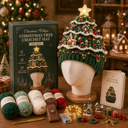 Light-Up Christmas Tree Crochet Hat DIY Kit