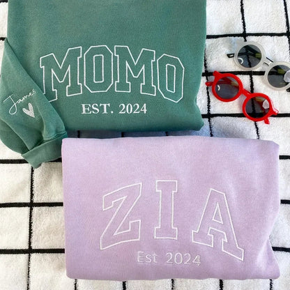 Custom Embroidered Comfort Colors Grandma and Grandpa Sweatshirt, Gift for Grandma/Grandpa