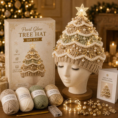 Light-Up Christmas Tree Crochet Hat DIY Kit