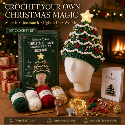Light-Up Christmas Tree Crochet Hat DIY Kit
