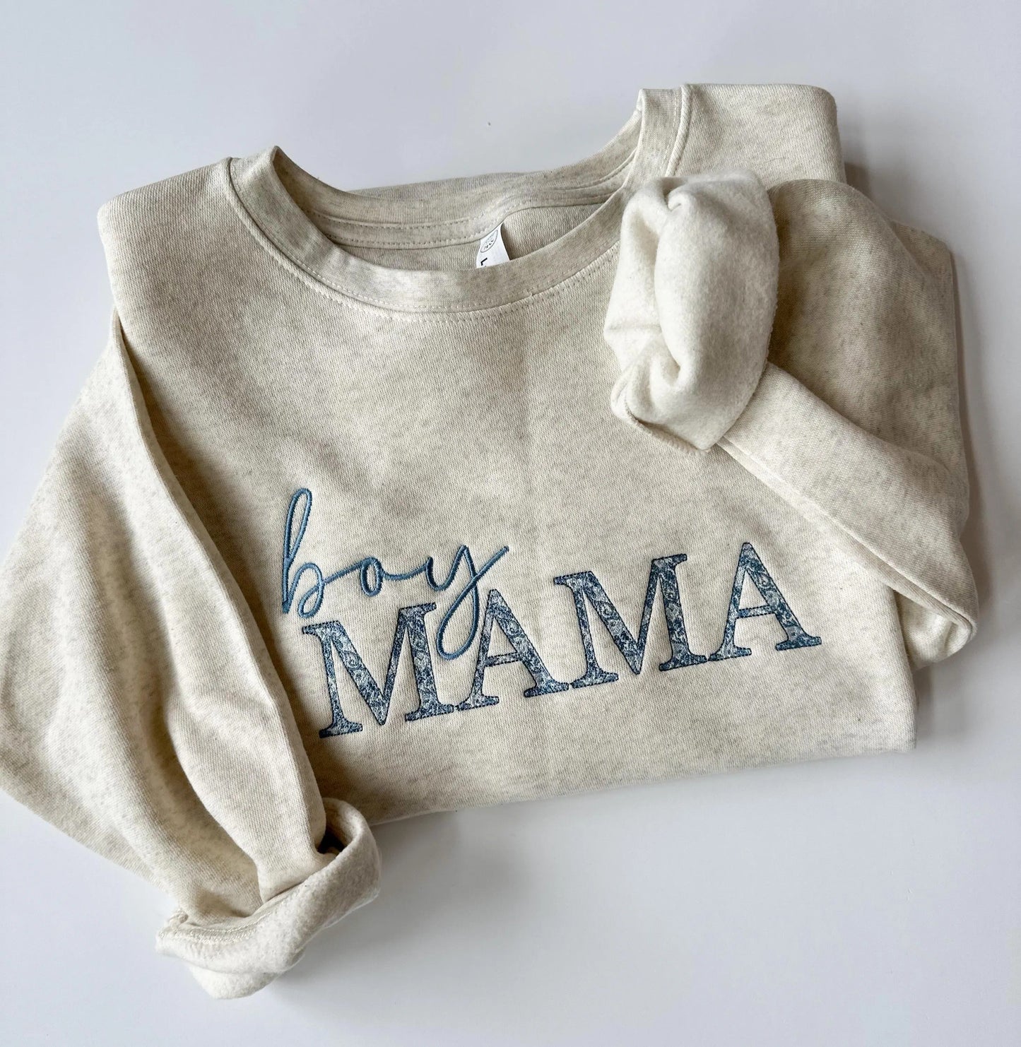 Girl Mama Embroidered Sweatshirt with Floral Pattern Mama Sweatshirt Embroidered for Girl Mom Sweatshirt with Chinoiserie Pattern