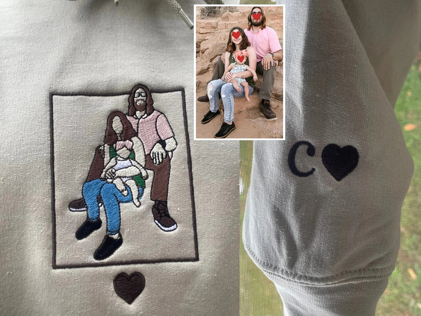 Custom Embroidered Photo Portrait T-shirt Hoodie For Mom - Unique Mother's Day Gift