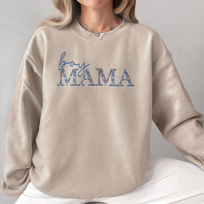 Girl Mama Embroidered Sweatshirt with Floral Pattern Mama Sweatshirt Embroidered for Girl Mom Sweatshirt with Chinoiserie Pattern