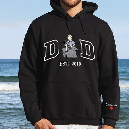 Custom Portrait from Photo Sweatshirt Embroidered Dad,Papa Sweatshirt