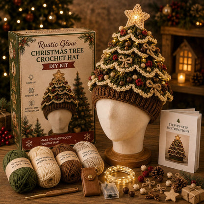 Light-Up Christmas Tree Crochet Hat DIY Kit