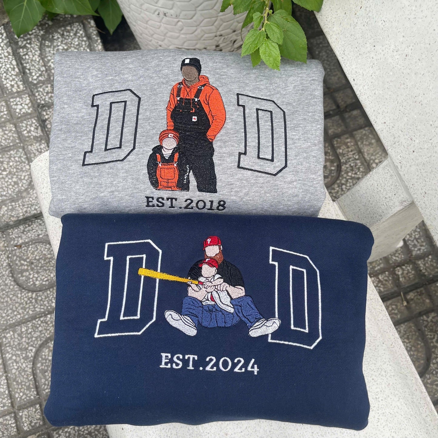 Custom Embroidered Portrait Sweatshirt for Dad | Father's Day Gift