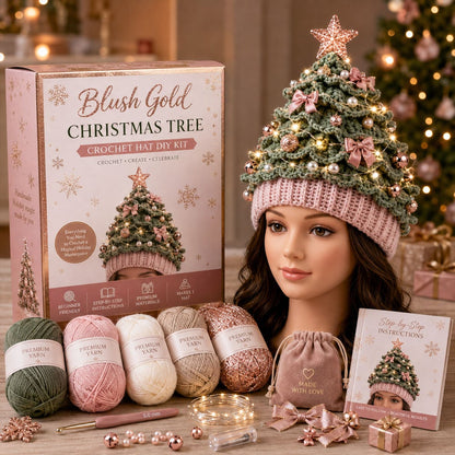 Light-Up Christmas Tree Crochet Hat DIY Kit
