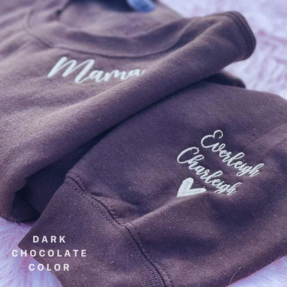 Custom Embroidered Grammy, grandma, mama Sweatshirt with Names on Sleeve | Mother's Day Gift