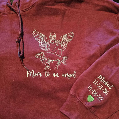 Custom Parent-Child Photo Outline Embroidered Sweatshirt - Surprise Mother's Day gift