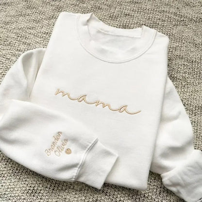 Custom mama Embroidered Sweatshirt with Kids Names on Sleeves | Mother's Day Gifts