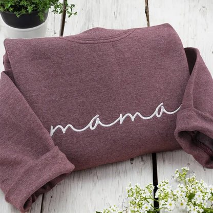 Custom mama Embroidered Sweatshirt with Kids Names on Sleeves Mother's Day Gift