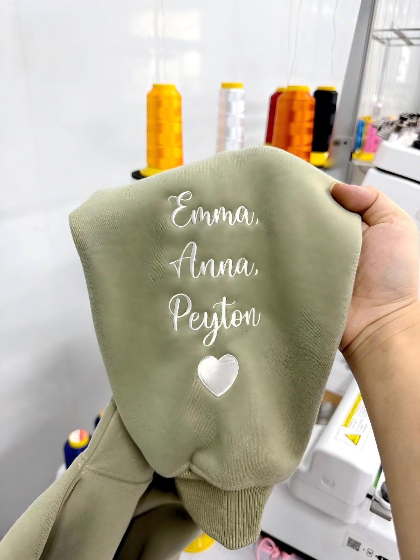 Custom Embroidered Mama Portrait Sweatshirt with Kid Name on Sleeve | Mother's Day Gifts