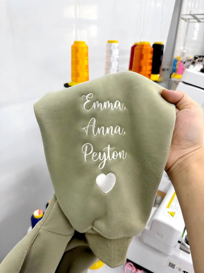 Custom Embroidered Mama Portrait Sweatshirt with Kid Name on Sleeve | Mother's Day Gifts