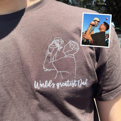 Custom Parent-Child Photo Outline Embroidered Sweatshirt - Surprise Mother's Day gift