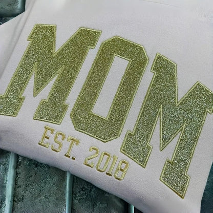 Custom Embroidered Applique Glitter Mama Sweatshirt - Gift for Mom