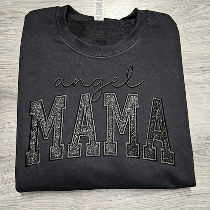 Custom Glitter Embroidered "Angel Mama" Sweatshirt | Mother's Day Gift