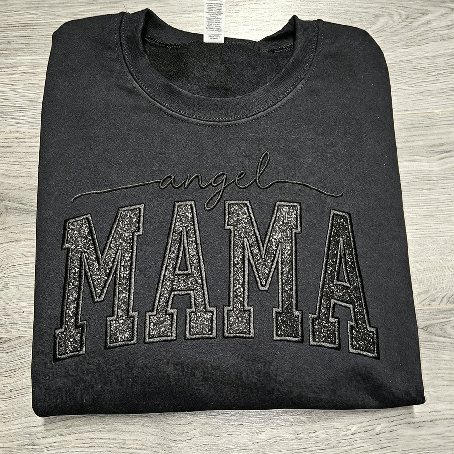 Custom Glitter Embroidered "Angel Mama" Sweatshirt | Mother's Day Gift