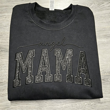 Custom Glitter Embroidered "Angel Mama" Sweatshirt | Mother's Day Gift