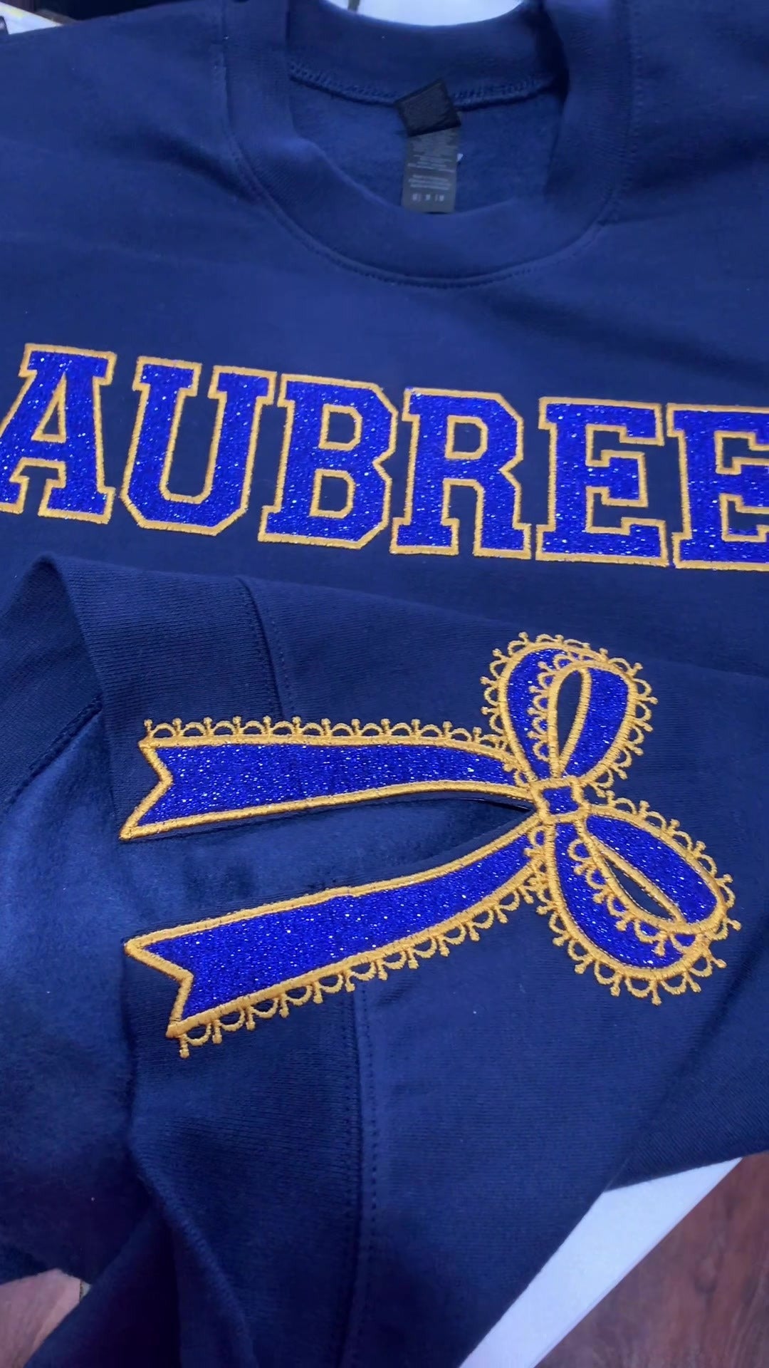 Custom Glitter Embroidered Lace Side Bow Mama Sweatshirt | Mother's Day Gifts