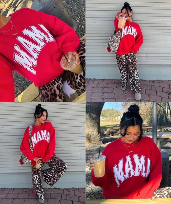 Custom PUFF Mama Camo Leopard Pattern Sweatshirt | Mother's Day Gift