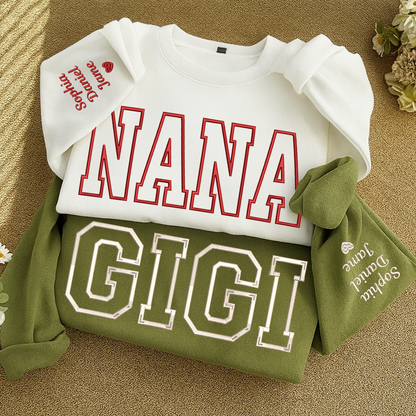 Custom Embroidered Personalized Mama Nana Gigi Mimi and Grandkids Sweatshirt | Mother's Day Christmas Gifts for Mom