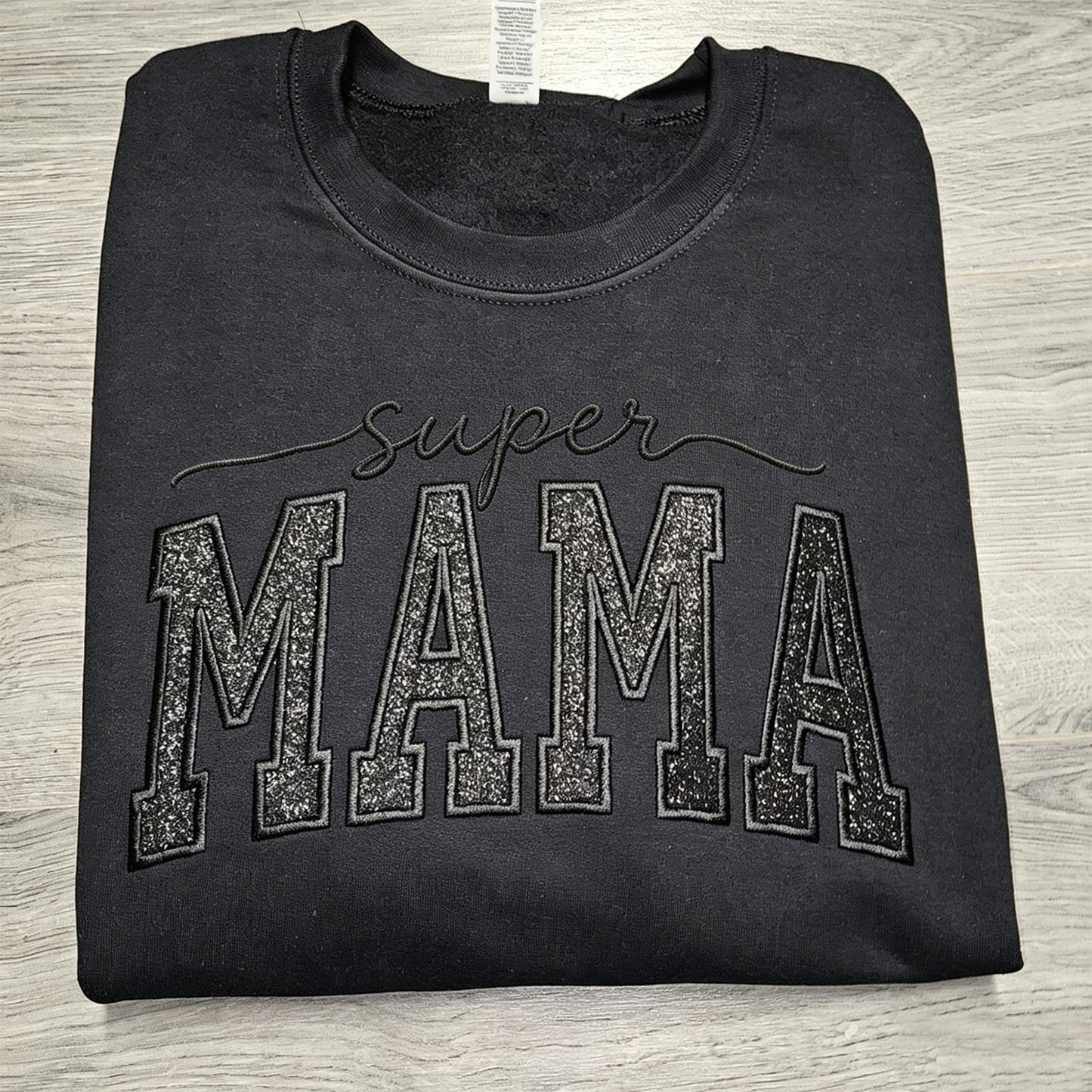 Custom Glitter Embroidered "Super Mama" Sweatshirt | Mother's Day Gift
