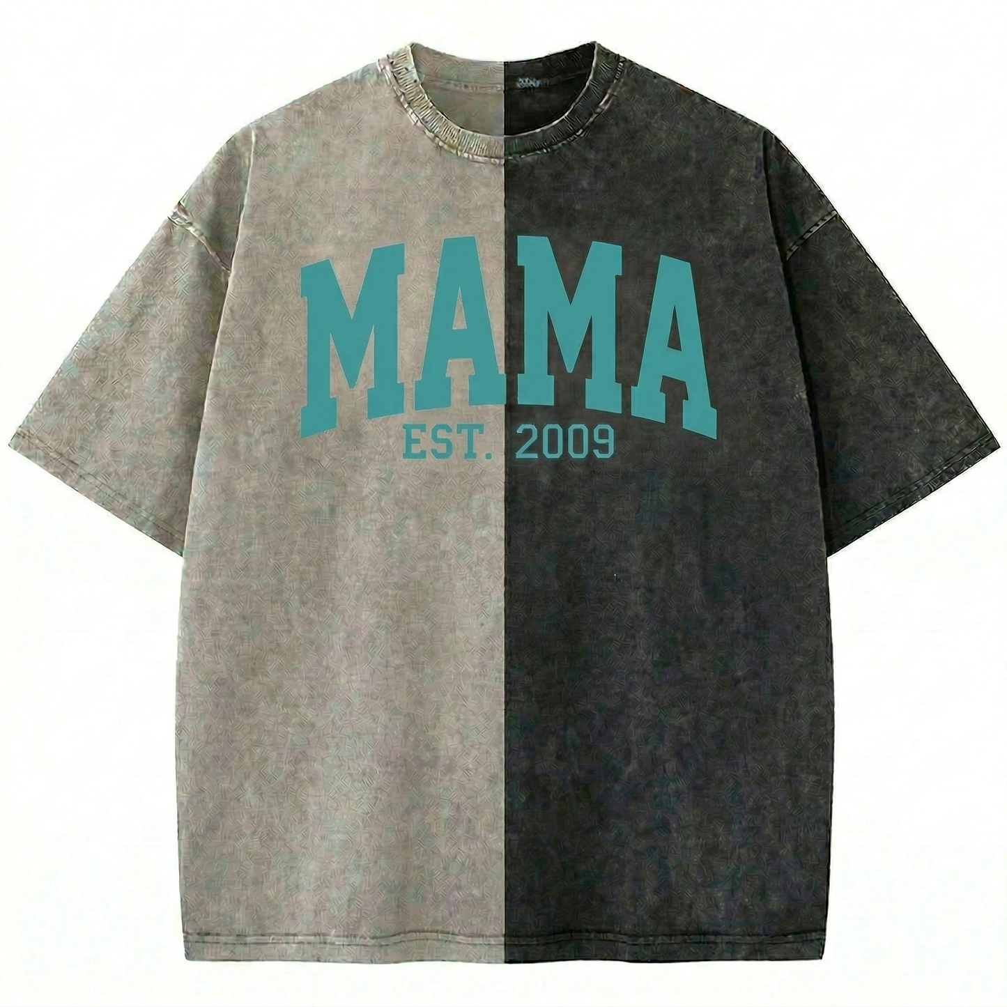 Custom Washed Patchwork MOM Print T-shirt Mothers Day Gift for Mama