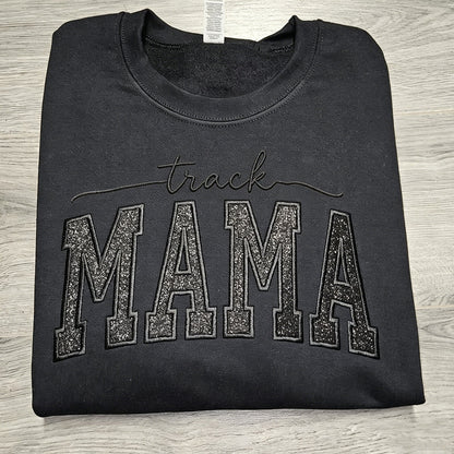 Custom Glitter Embroidered "Track Mama" Sweatshirt | Mother's Day Gift